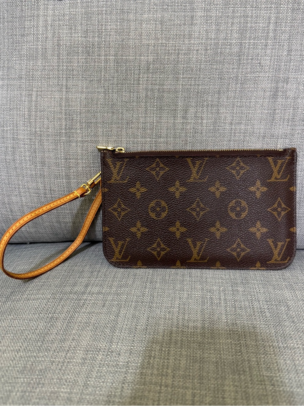 Louis Vuitton Monogram Canvas Wristlet in Brown and Tan